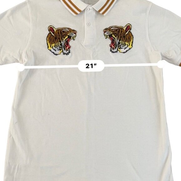 Arketype Polo Shirt Mens XL Tiger Embroidery Golden Stripe Streetwear Hype Hip - Picture 8 of 9
